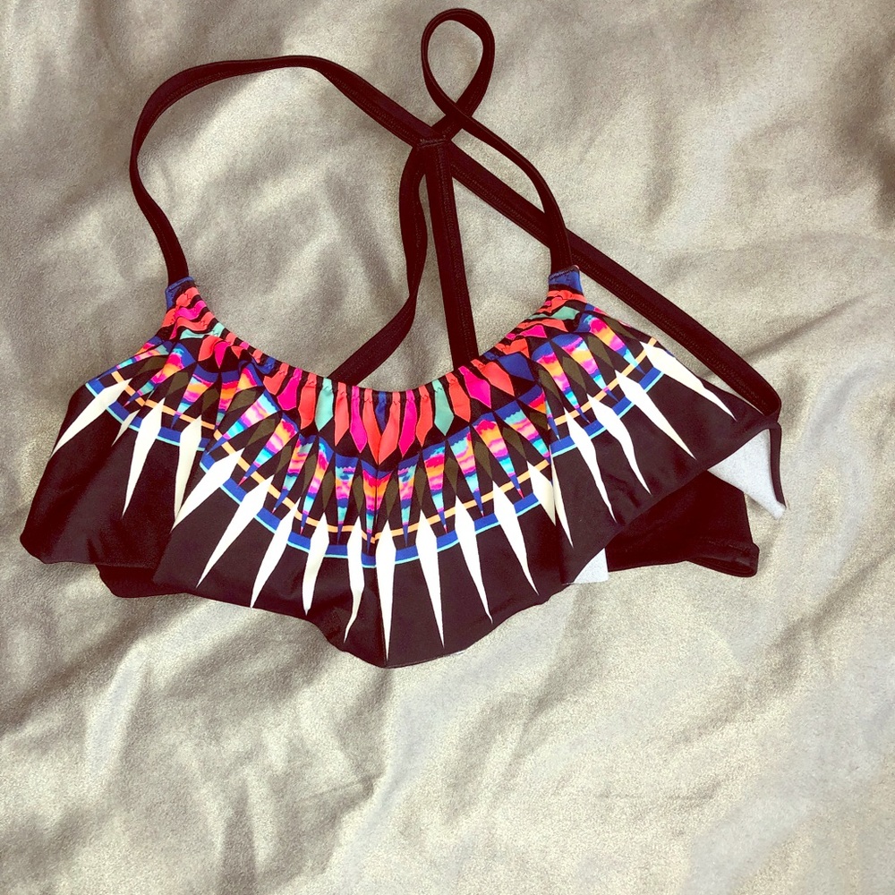 Strappy VS PINK ruffle bikini top